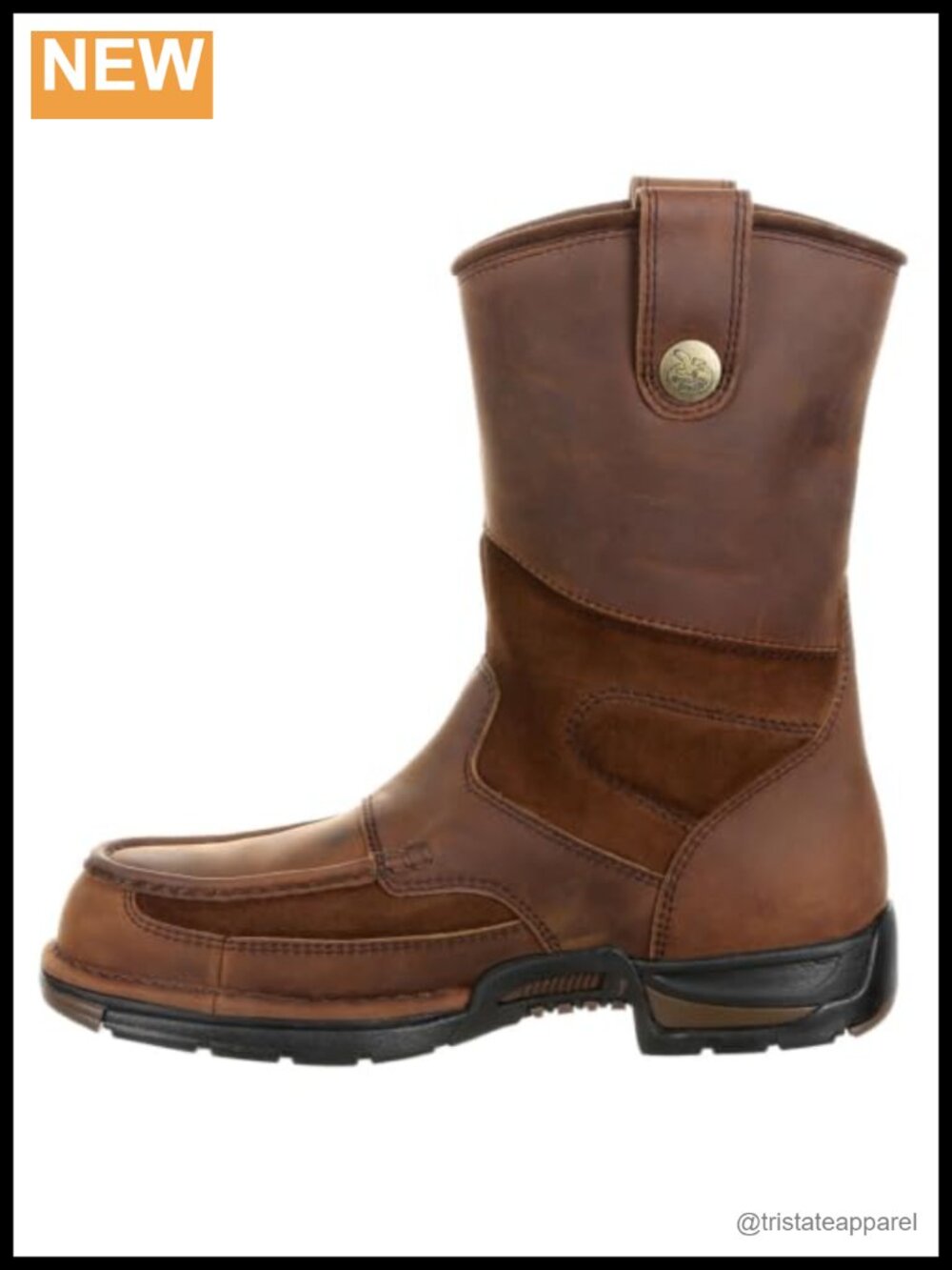 Steel Toe Waterproof Leather Work Boots Wellington Pull On